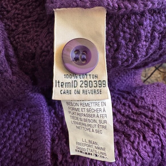 NWT L.L. Bean Cable Knit Cardigan Sweater S small Fisherman violet purple 290399 - Picture 9 of 9